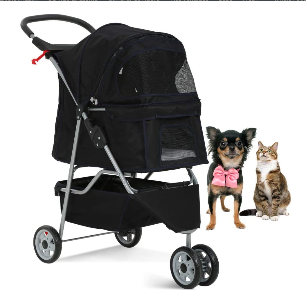 Breeze Jogger, carrito para perros para mascotas de tamaño mediano,  cochecito ventilado para gatos y perros, color negro